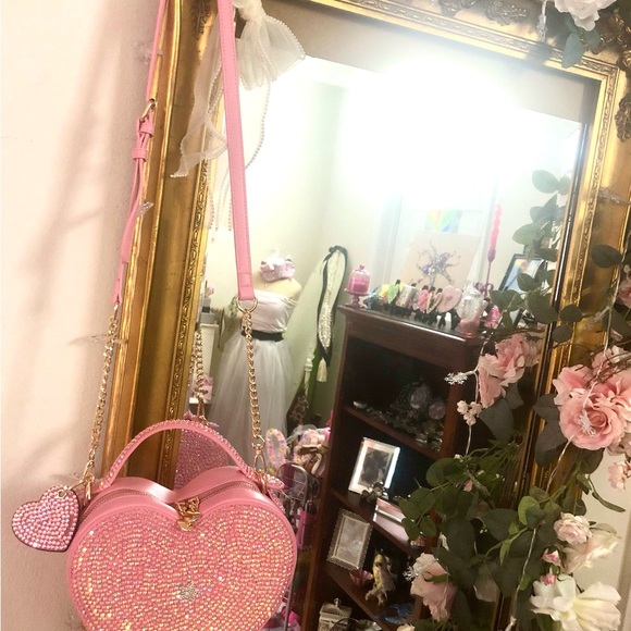 Pink Heart-Shaped Rhinestone Bag - Picture 3 of 6